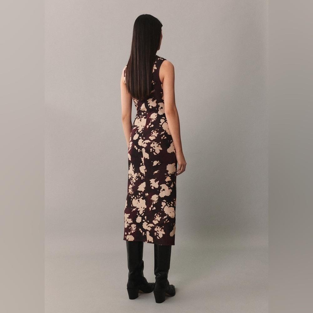 Mango burgundy midi printed sleeveless dress NWT - Picture 4 of 5